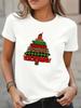 (Asian Size)  Merry Christmas Women's Top O-neck Short Sleeve T-shirts T Shirt Print  Fashion Female Casual New Year Clothing Graphic Tee