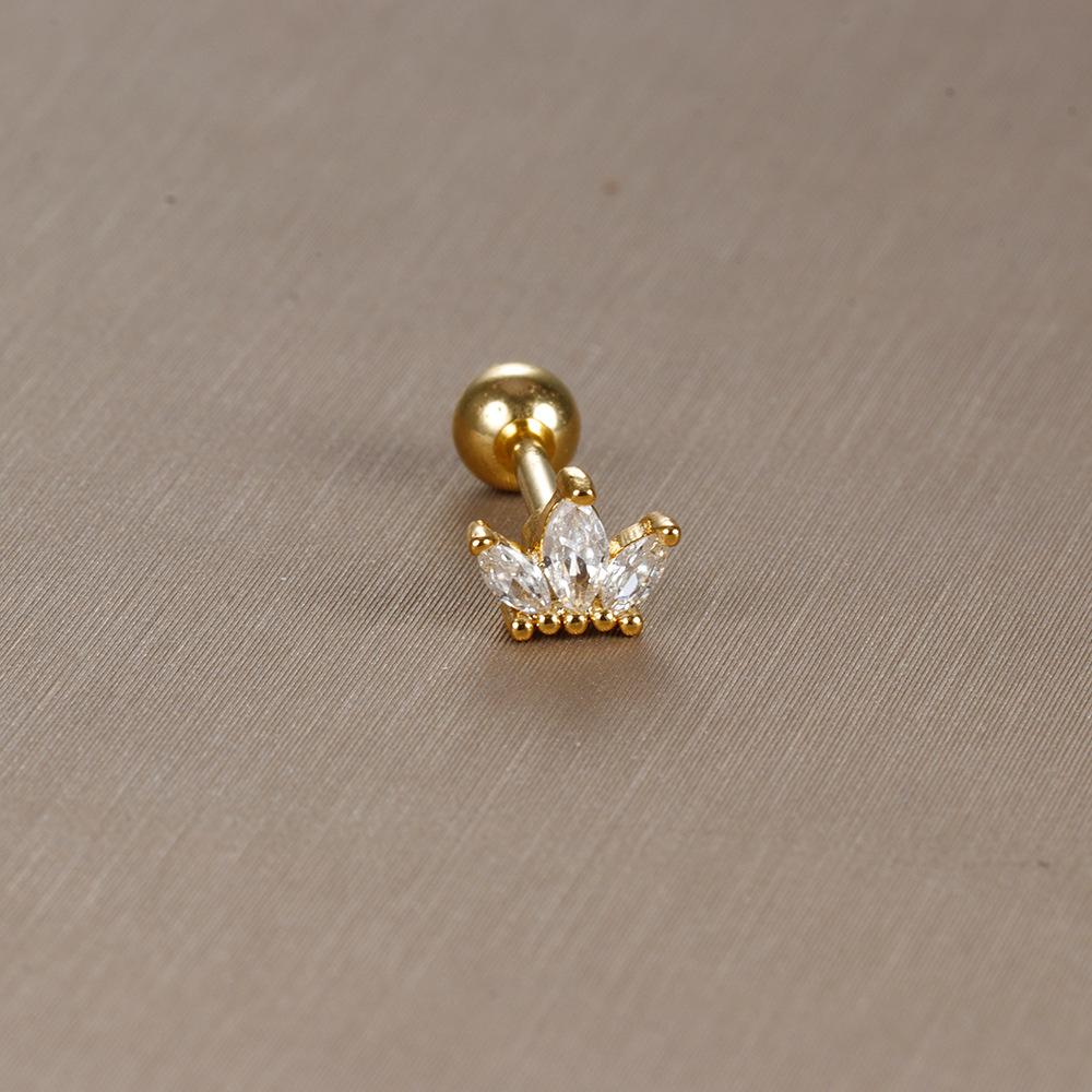 Einfache Mode Edelstahl Mond Sterne Herzen Blume Zirkon Runde Kugel Schraubstecker Ohrringe für Frauen Hip-Hop Schmuck Geschenke