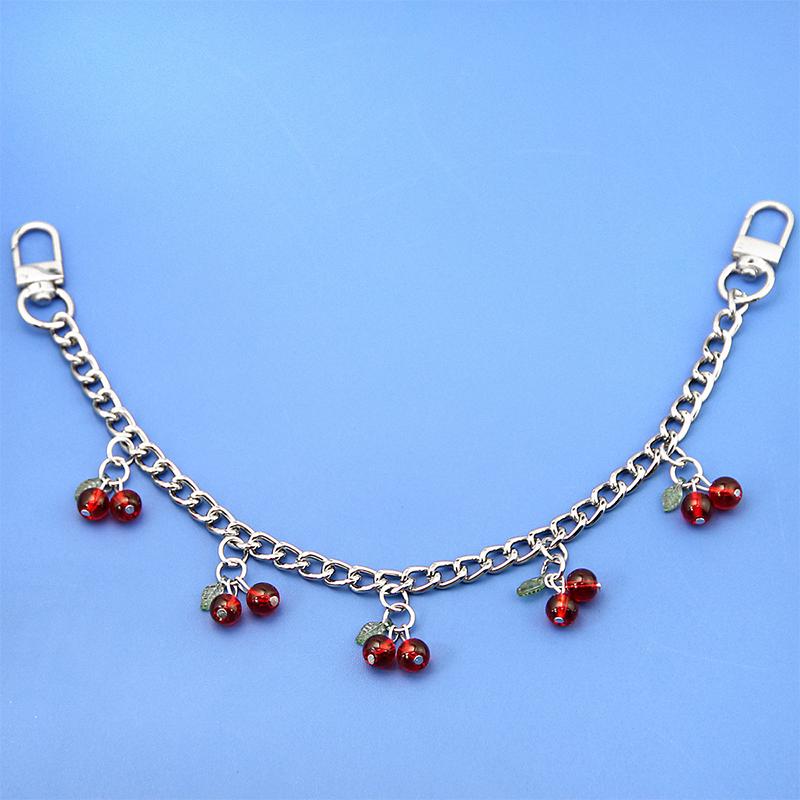Fashion Temperament Glass Stone Red Cherry Chain Jewelry Bag Hanging Jewelry Bag Charm Bag Accessories