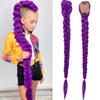 Rabo de Cavalo Sintético Trançado Roxo Cabelo Penteado Fantasia Rumi Rabo de Cavalo Longo de 26 polegadas com Presilhas para Crianças Meninas Halloween Natal