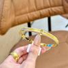 Exquisite Women's Double Ring Gold Bracelet with Diamond Inlay - Luxurious and Unique Goddess Day Gift