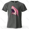 Pink Shark Cartoon Pattern Printed Short Sleeved Summer New Personalized Unisexs and Womens Casual Soft Skin Friendly Tshirt