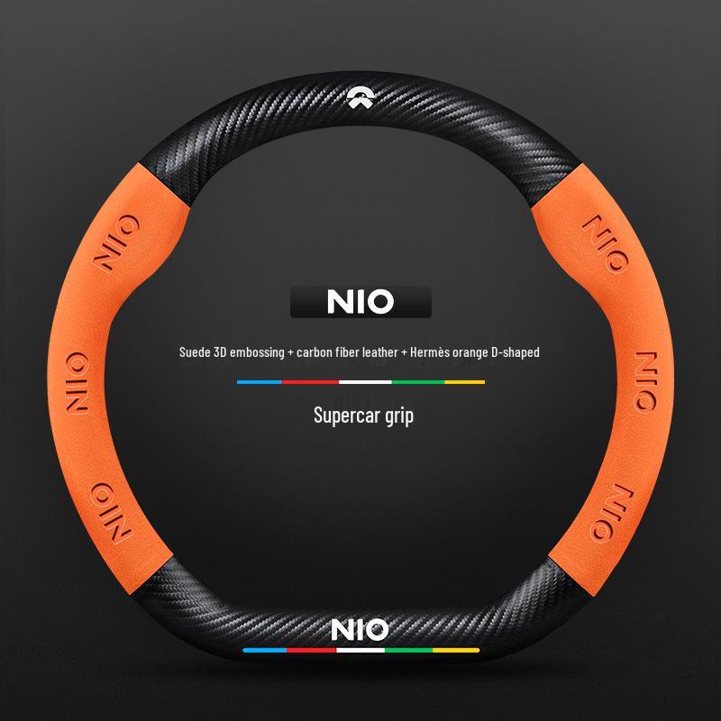Nio EC6/ES6/ES8/ET7 Suede Carbon Fiber Steering Wheel Cover