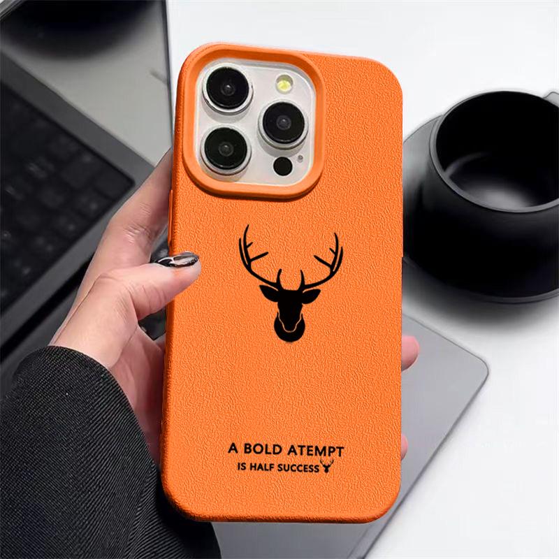 For iPhone 16 Pro Max 16E 15 Pro 14 13 12 11 Phone Case Deer Pattern Slim Matte Anti-Fall TPU Soft Shockproof Bumper Cover