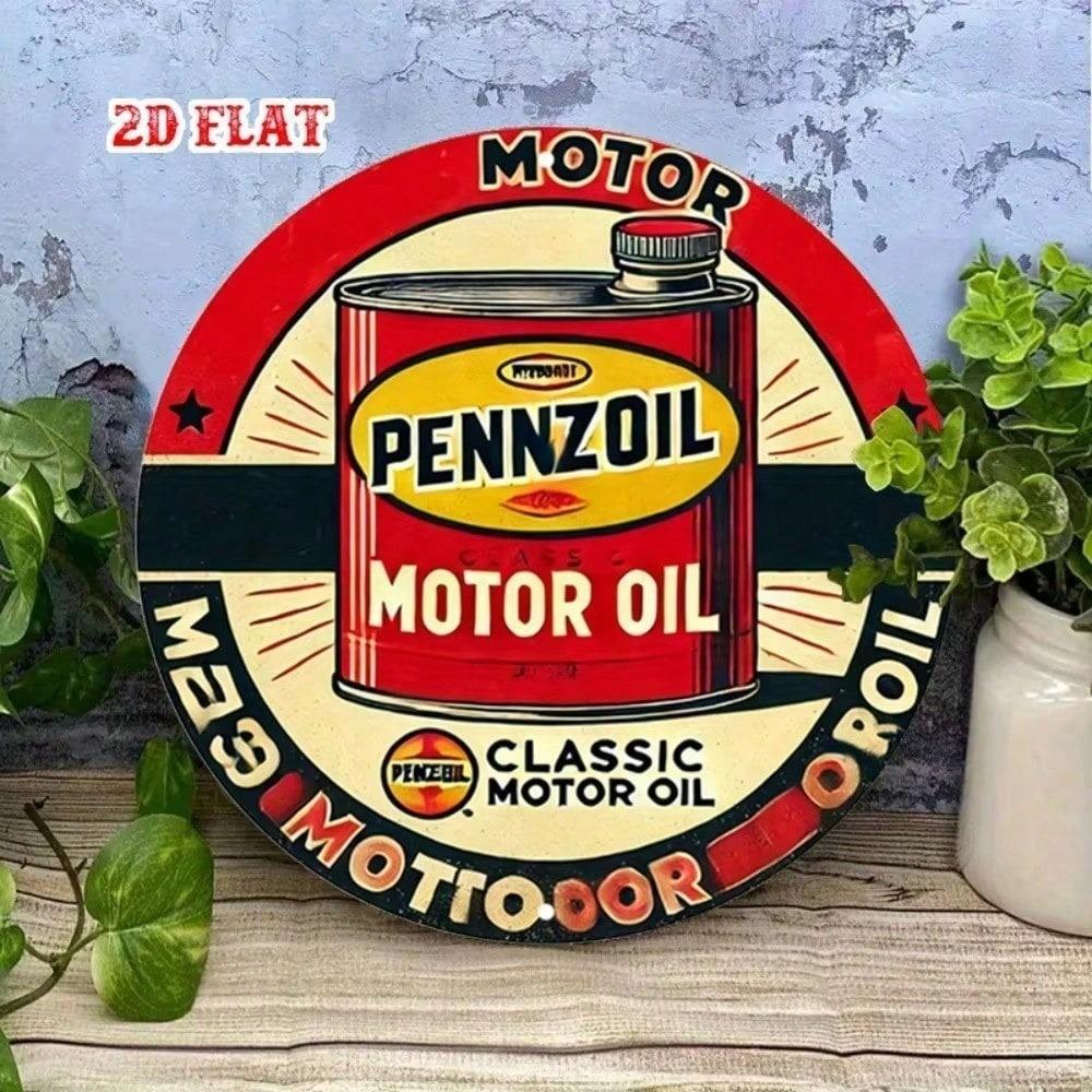 Vintage Round Tin Sign 8 Inch Retro Metal Wall Art 2D Decor for Garage Man Cave