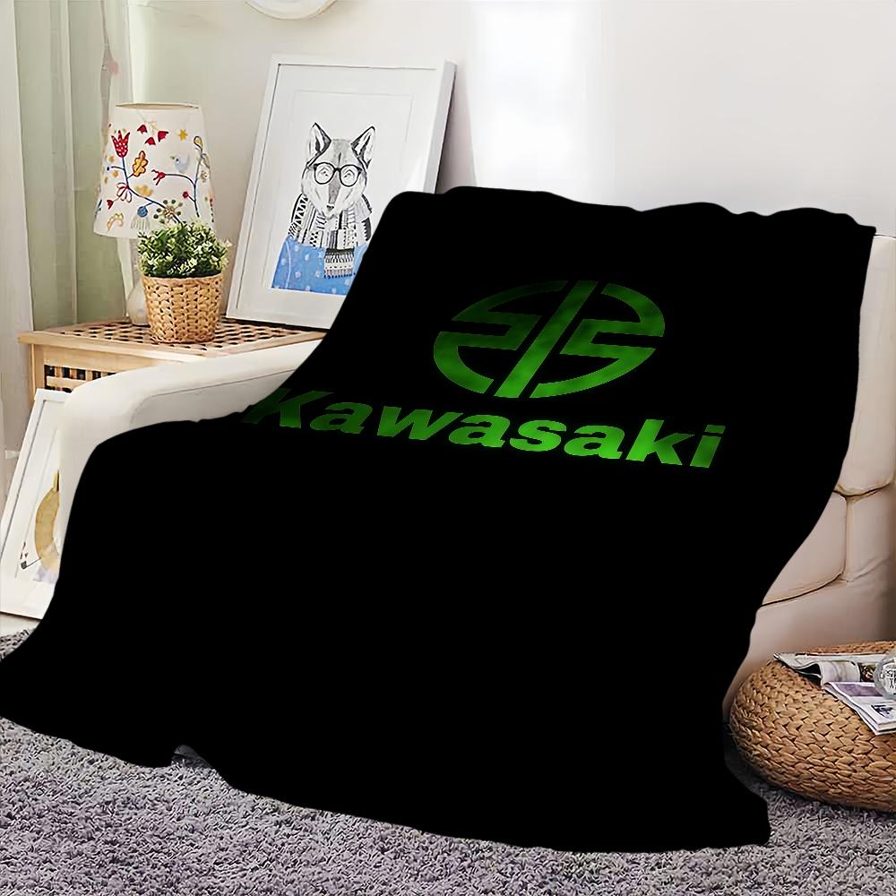 K-Kawasaki-ES Coperta con Logo Cool in Flanella Calda Confortevole Morbido Peluche per Picnic Letti Divani Case e Camere da Letto