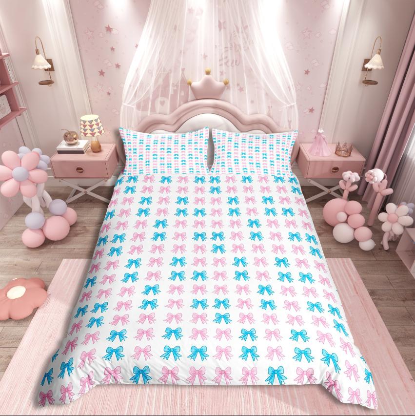 

Комплект пододеяльника Homewish Kawaii с лентами и бантами, Мечтательный принцессный комплект постельного белья, Блестящий комплект пододеяльника с пайетками DE XS 100x135cm 2pcs&set