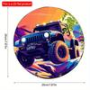 2d Flat 20*20cm, color Circular Wooden Sign, Retro Racing Car Design, Classic Rustic Style, for Room, Window, Bedroom, Door, Garage Mural Decoration.