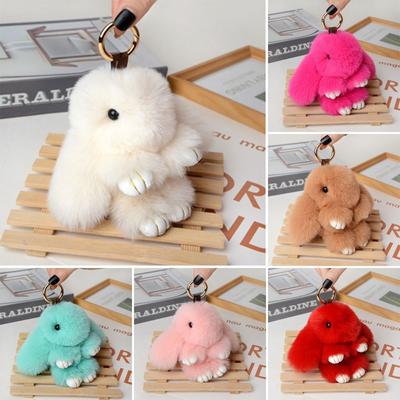Fluffy Rabbit  Key Chain Pompon Bag Pendant Soft Pom Jewelry  Gifts