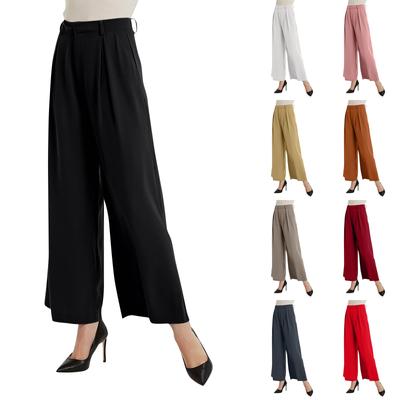 Women High Waist Casual Wide Leg Long Palazzo Pants Trousers Regular Size