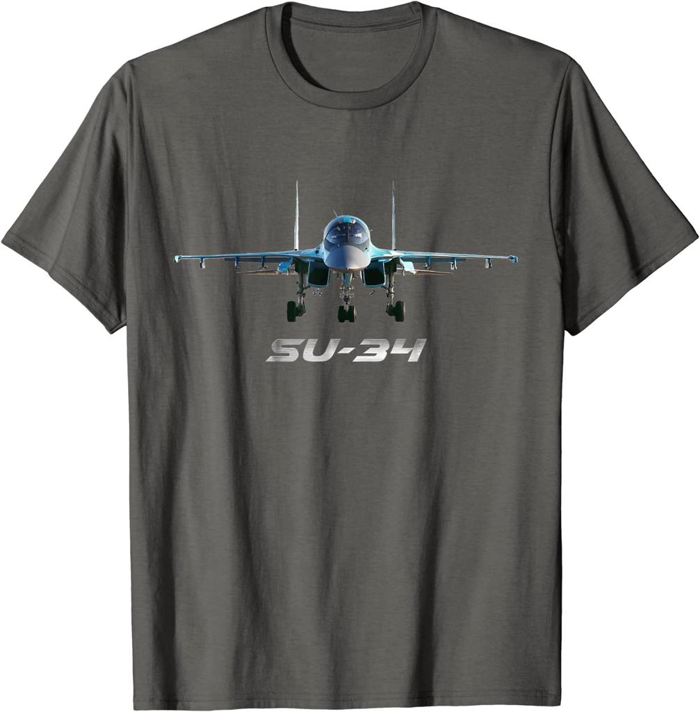 Sukhoi SU34 Russian Fighter Bomber Fighter Men TShirt Short Sleeve Casual 100 Cotton ONeck Summer Shirt