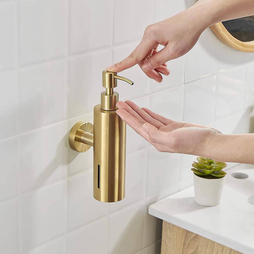 Dispenser per Sapone Liquido Acciaio Inossidabile 304 Nero Spazzolato Quadrato Circolare Dispenser Manuale per Sapone Dispenser per Sapone da Bagno Hotel