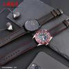 18mm 20mm 22mm 24mm Schwarz Rot Orange Naht Kohlefaser Leder Uhrenarmband mit Stahlschließe Armband Sportuhrarmband