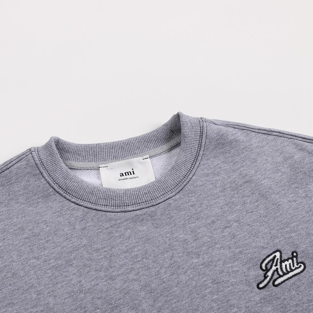 AMI 2025 Autumn and Winter New Letter Embroidery High-quality Cotton Round Neck Hoodie Couple Pullover