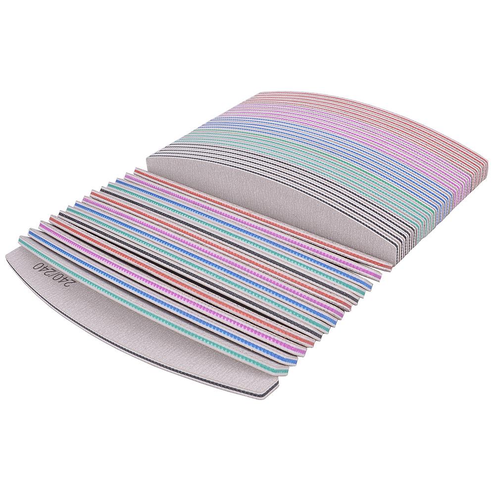 10Pcs Professional Nail File 100/150/180 Sandpaper Strong Thick Nail Files Sanding Half Moon Lime Nail Accessories and Tools