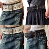 Fashionable Rivet Studded Wide Belt For Women Men Pin Buckles PU Waistband for Street Wear Jeans Pants Waist Accessory