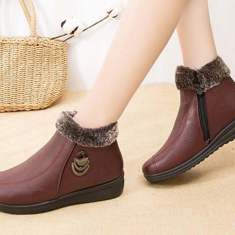 Winter Warm Fleece Shoes Elderly People Flat Boots Soft Bottom Anti Slip Women's Shoes