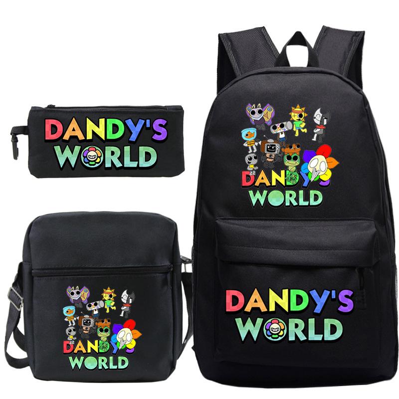 Neue Dandy-Welt Peripherie Druck Schultasche Student Lässige Federtasche Umhängetasche Dreiteiliges Set
