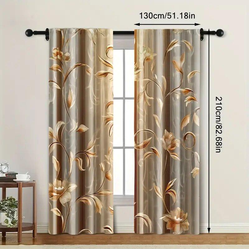 Retro European floral pattern printed curtains, window decorations, home decorations, room decorations