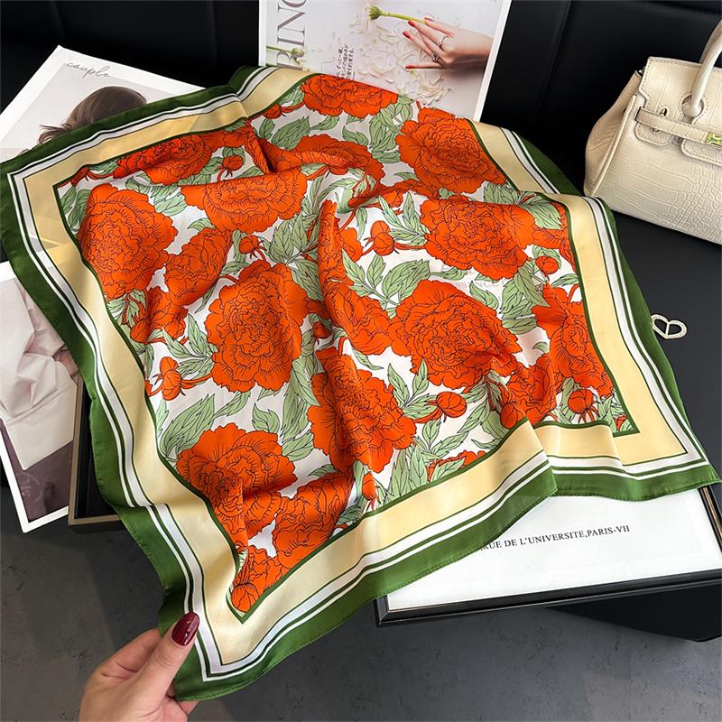 Silk Scarf 70x70cm Luxury Brand Designer Hair Leopard print Handkerchief Hijab Shawl Women bandanna foulard muffler wrap