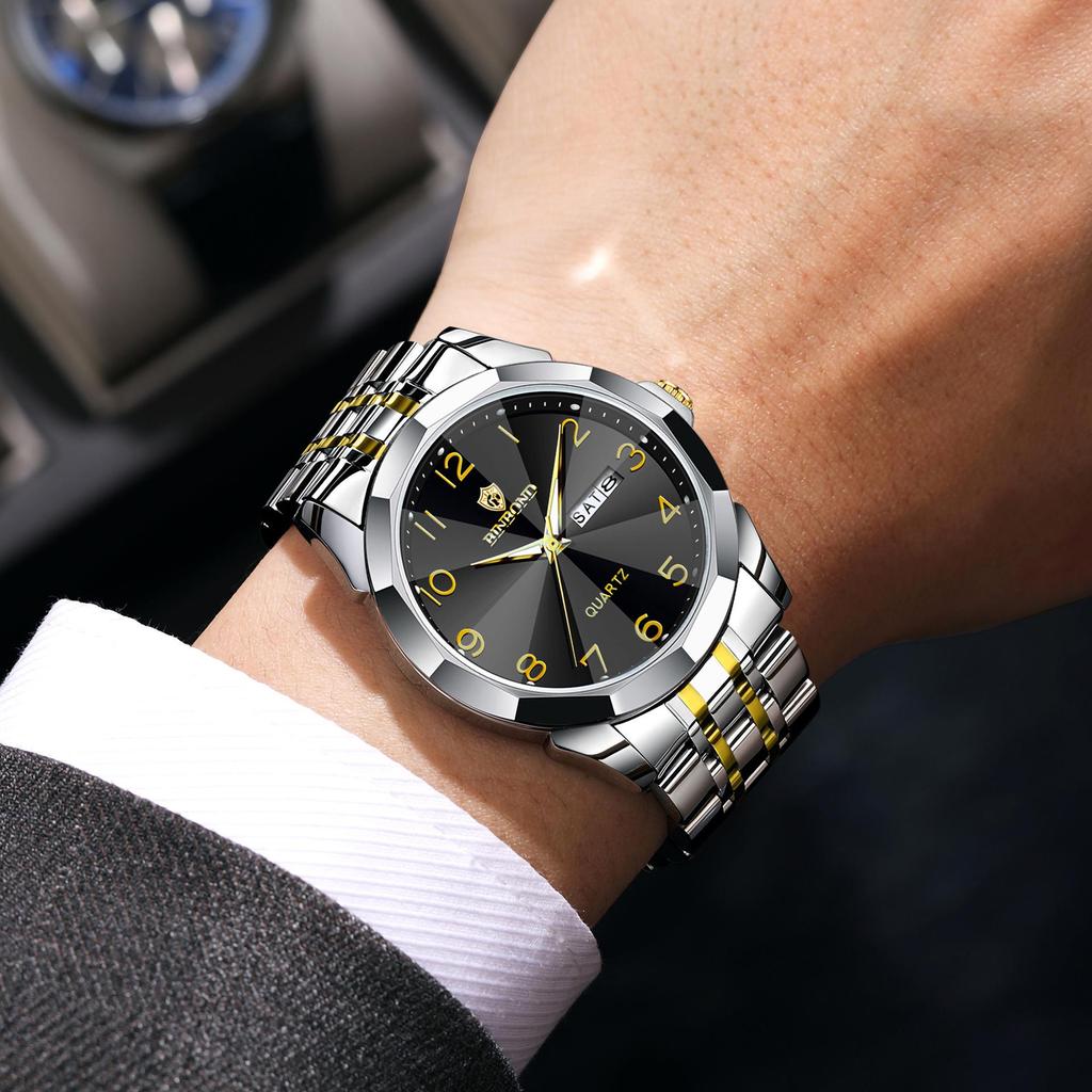 Genuine Men's Waterproof Korean-Style Luminous Quartz Watch with Double Calendar