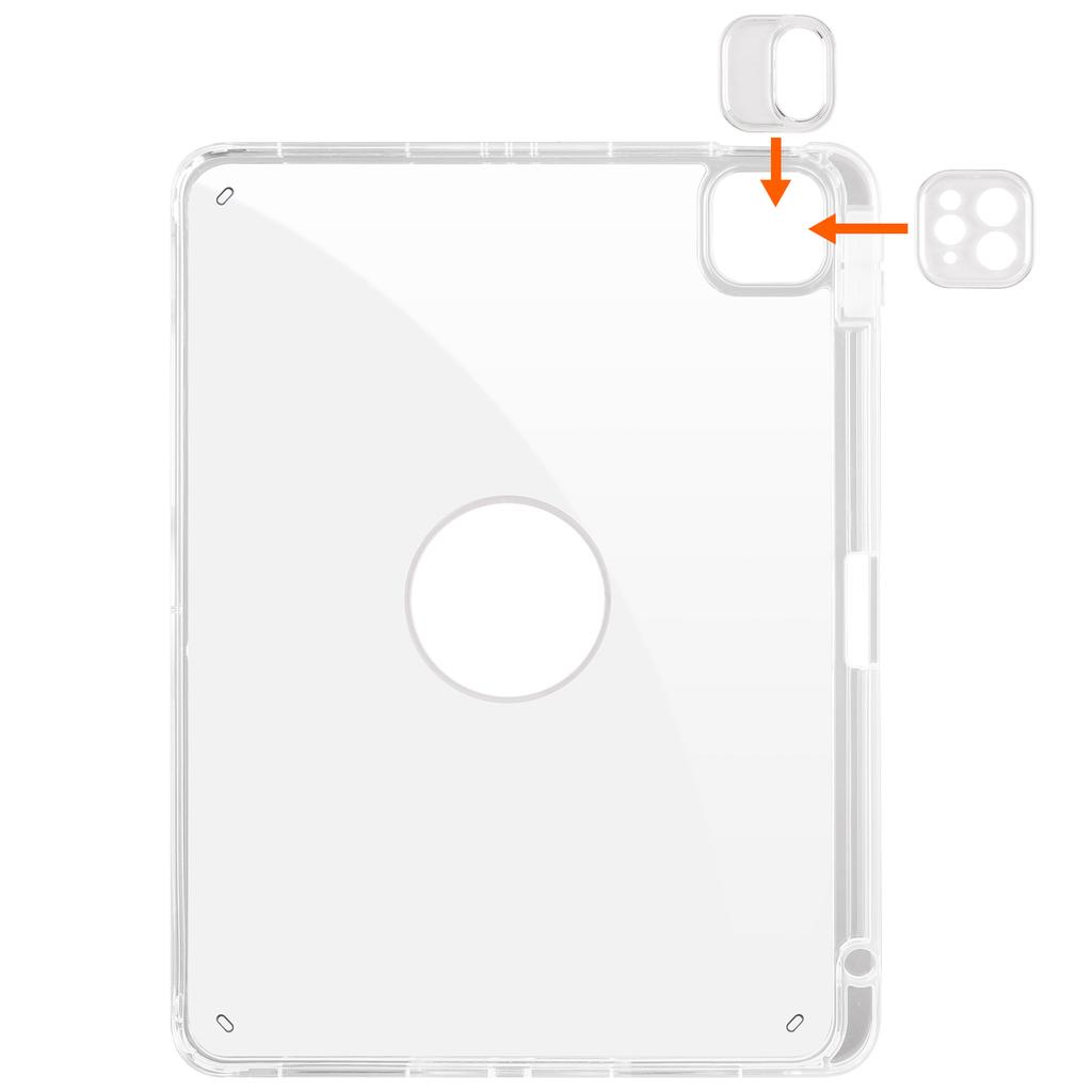 For iPad Air 11 (2025)/(2024) Case Rotating Stand Leather+Clear TPU Detachable Tablet Cover