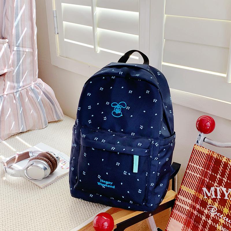 School bag fresh print shoulder junior high school bow girl Harajuku travel back