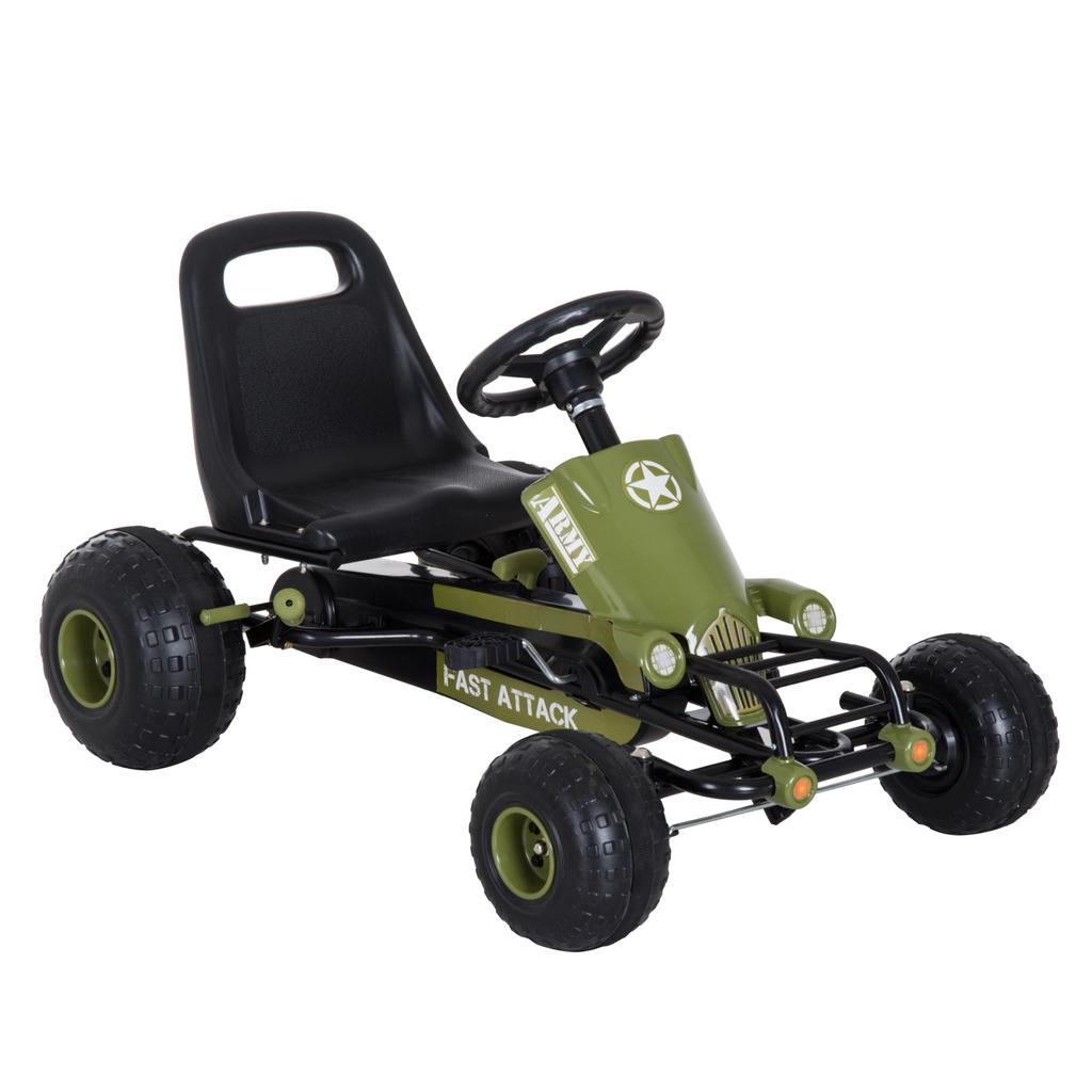 Go Kart, Pedal Car, Clutch and Brake, Ages 3-6, 35 kg Load, 99 x 65 x 56 cm, Black and Green