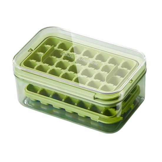 Large Ice Cube Tray with Lid And Bin Easy-Release Stackable Ice Cube