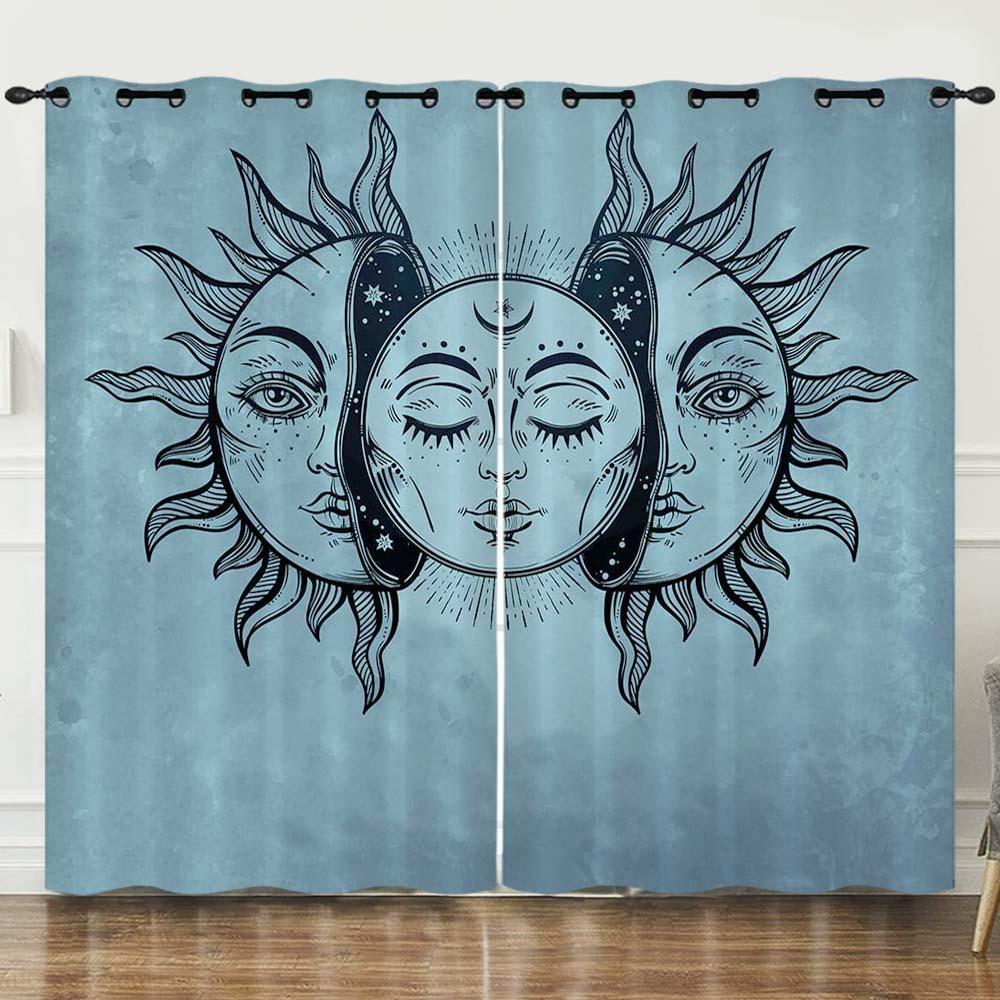 Curtains Good Night Series Moon Starry Sky Sunshade Digital Printing Blackout Curtain Free Of Punching