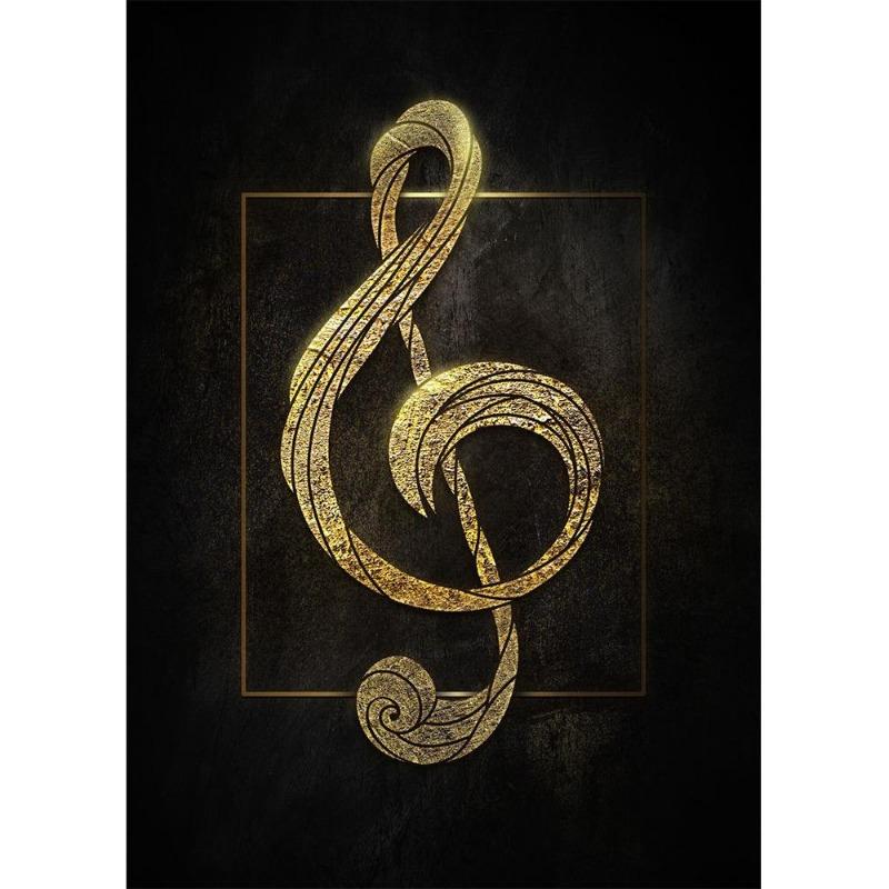 

Черный фон золотые музыкальные знаки плакаты холст картина пианино настенная живопись для спальни украшение дома bezrammed 21*30cm No Frame
