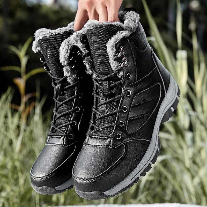 Winter Men's Boots Windproof Snow Boots Warm Plus Velvet Men's Cotton Shoes Non-slip Hiking Boots Comfortable Male Casual Shoes