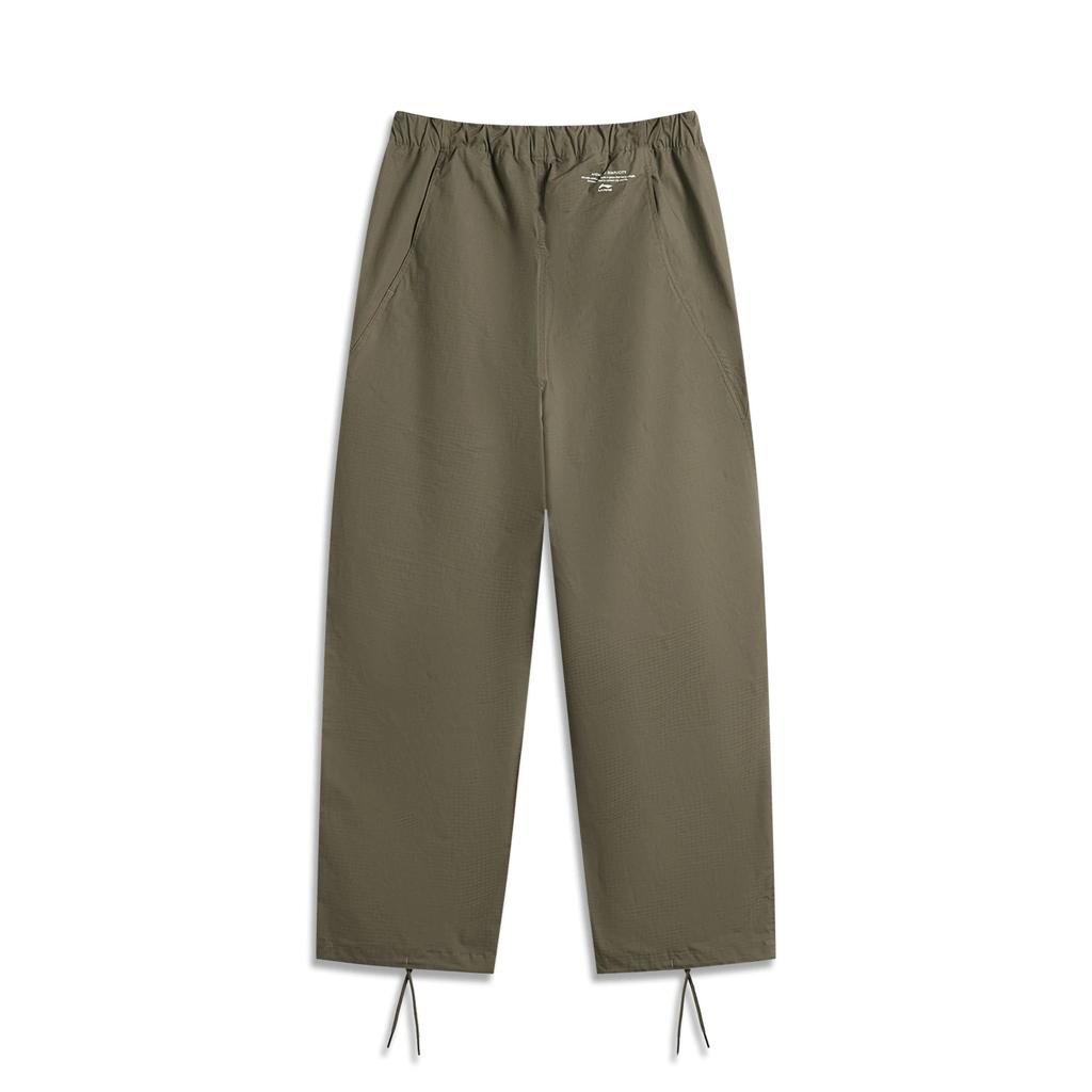 Li Ning Sports Lifestyle Series Solid Color Mid Waist Breathable Versatile Straight Loose Casual Pants Men Bottoms Military-Green AKXV033-2