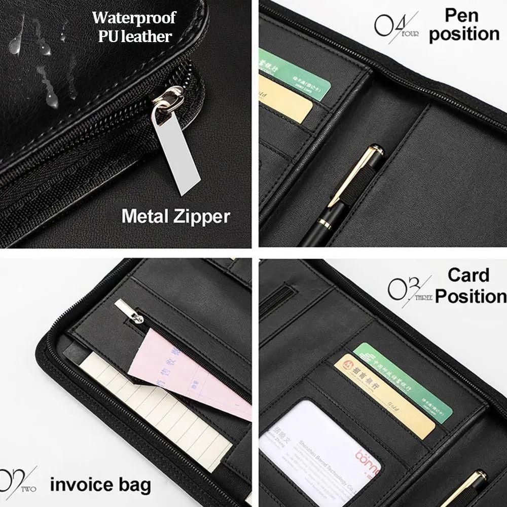 Multifunctional Contract File Folders PU Leather Document Organizer  Office School Supplies