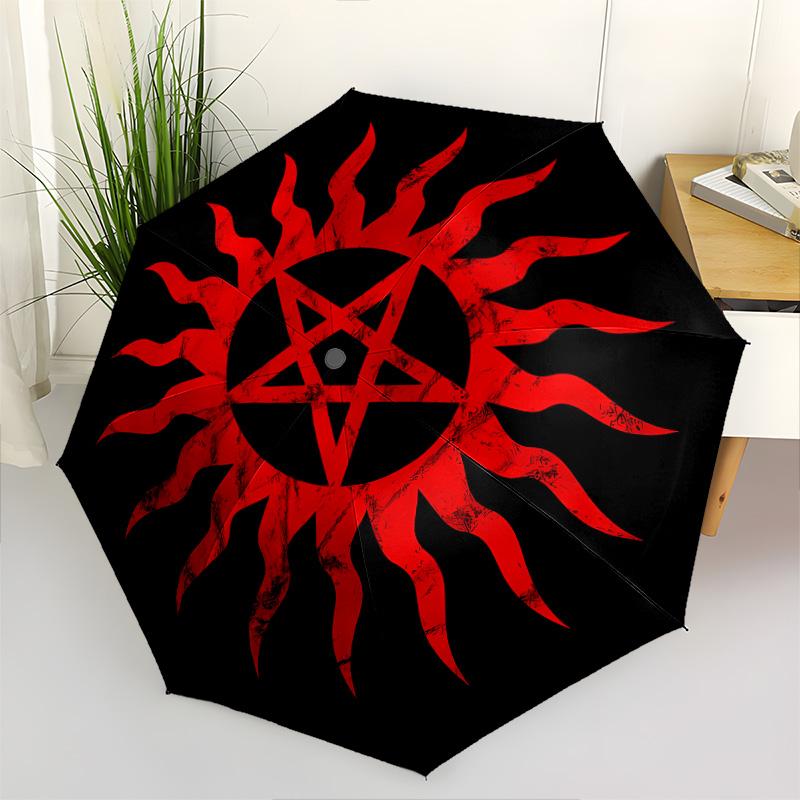 1 PC Automatic Folding Umbrella - Supernatural Pattern Portable Foldable Design With 8 Ribs Christmas Birthday Gifts