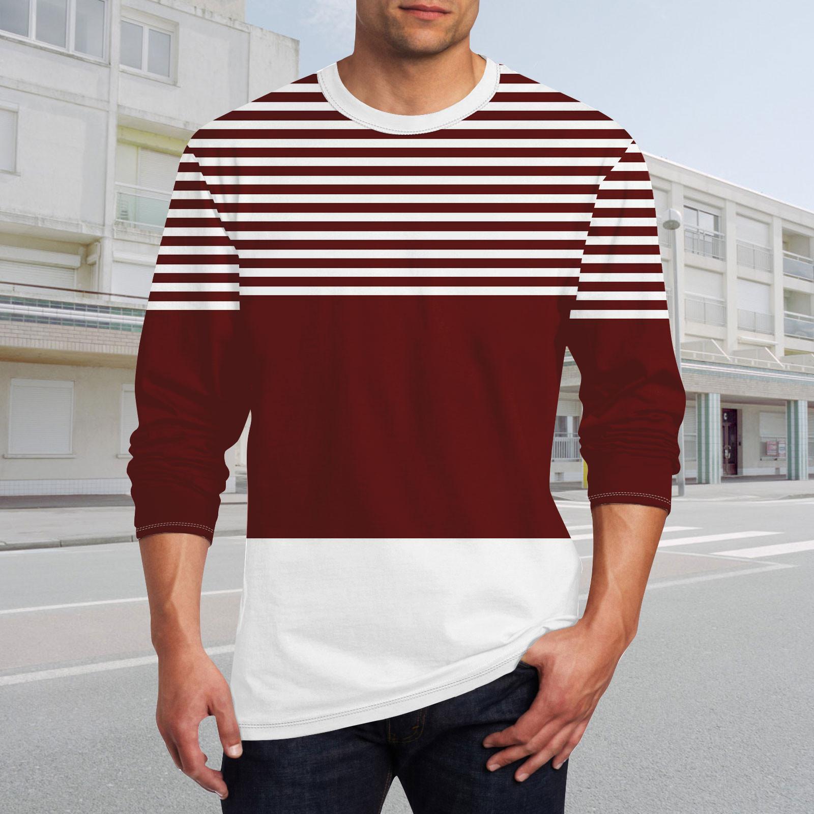 

Муж. Футболка Круглый вырез Одежда Одежда На открытом воздухе Длинный рукав С принтом Модельер Винтаж XL винный