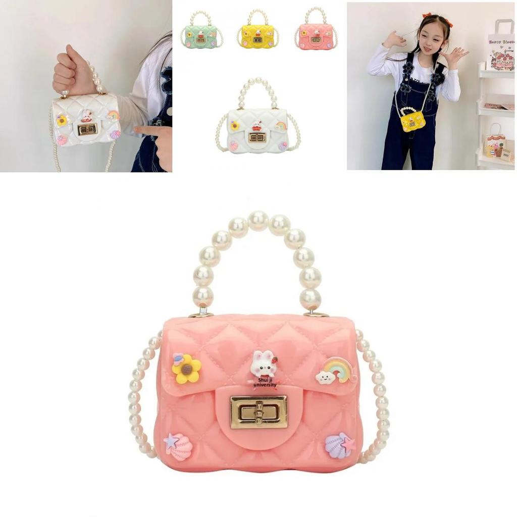Princess Handbag For Girls With Pearl Jelly Shell Rainbow Design For Daily Use