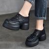 Johnature Thick Soled Retro Hollow Sandals Versatile Genuine Leather High Heels Women's Platform Shoes