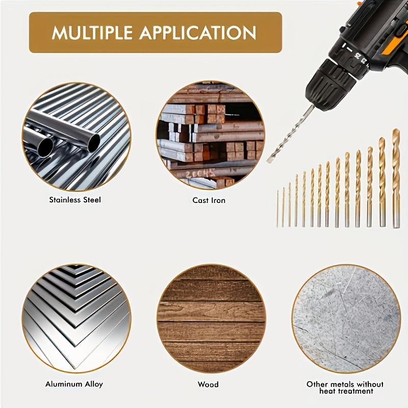 50pcs Titanium Coated High-Speed Steel Drill Bit Set - High-Quality 135° Point, Suitable for DIY Crafts, Woodworking, Engraving, and Jewelry Making