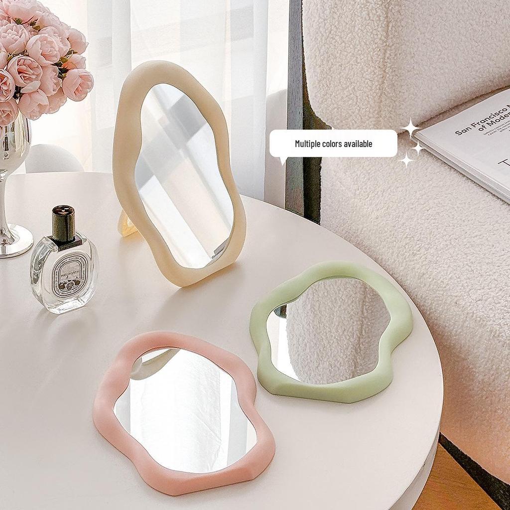 Simple Desktop Cream-Style Cloud Makeup Mirror for Dorm Rooms