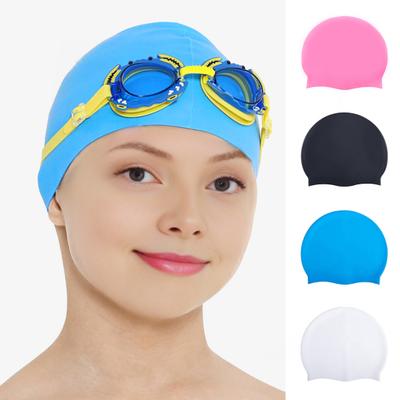 Volwassenen Siliconen Zwemkap Antislip Rekbaar Waterdicht Lang Kort Haar Zwemmuts