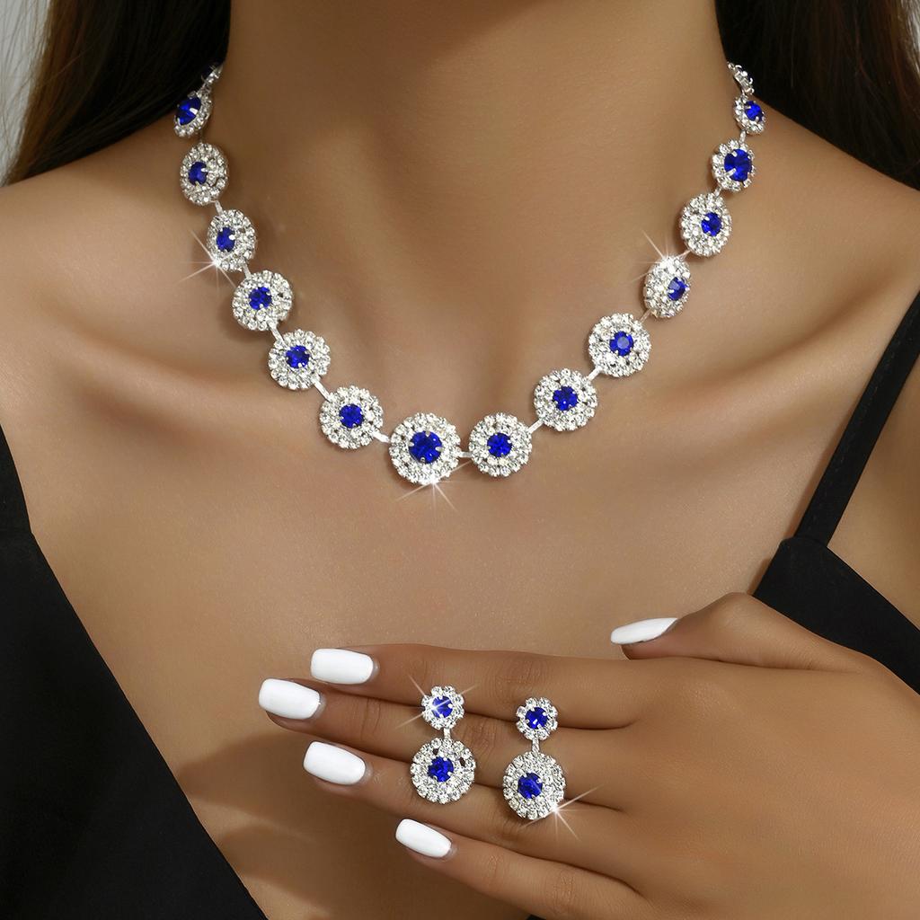 BLINGBAY Women's Jewelry Set Cute Rounded Romantic Wedding Bridal Accessories Rhinestones Elegant Bracelet Necklace Set Women's Modern Jewelry Gift