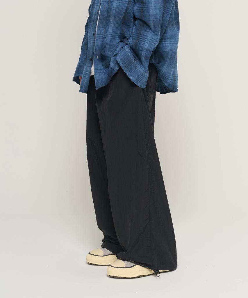 CARGOBROS Nylon Loop String Wide Pants (Black)