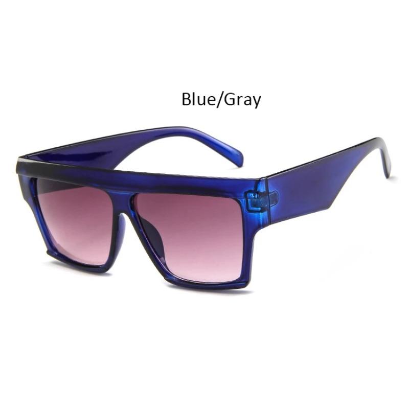 Oversized Women's Fashion Square Sunglasses Designer Flat Top Big Frame Clear Shades Men High Quality Glasses UV400