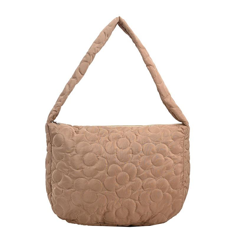 New trendy cotton clothes large capacity rhombus embroidery thread underarm tote bag women's bag autumn shoulder oblique span bag