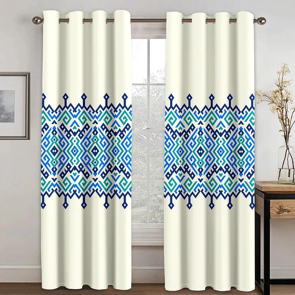 

3D Роскошные Серые Эфиопские Эритрейские Традиционные Богемные Занавески Саба Бесплатная Доставка 2 Шт. Тонкие Драпировки для Гостиной Спальни Окна Де W65X60H(cm)X2Pcs&Grommet Top