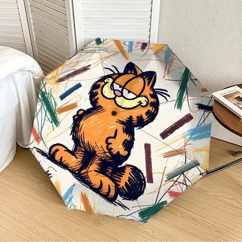

1pc Garfield, CartoonCat Automatic Folding Umbrella] Durable Iron Frame & Rod, Portable Folding, Makes a Great Holiday Gift yy251016258