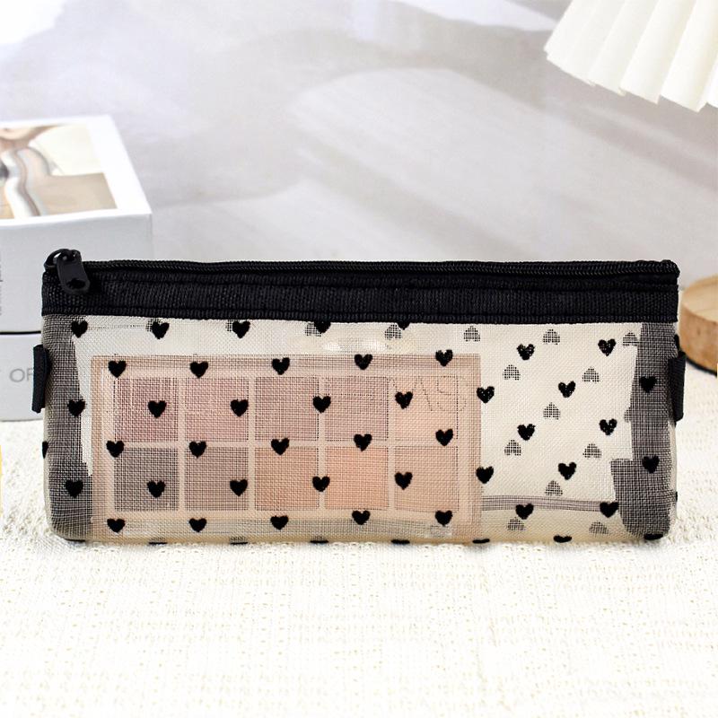 Multifunctional Japanese & Korean Style Mesh Pencil & Cosmetic Bag - Transparent Large Capacity for Stationery & Lipstick