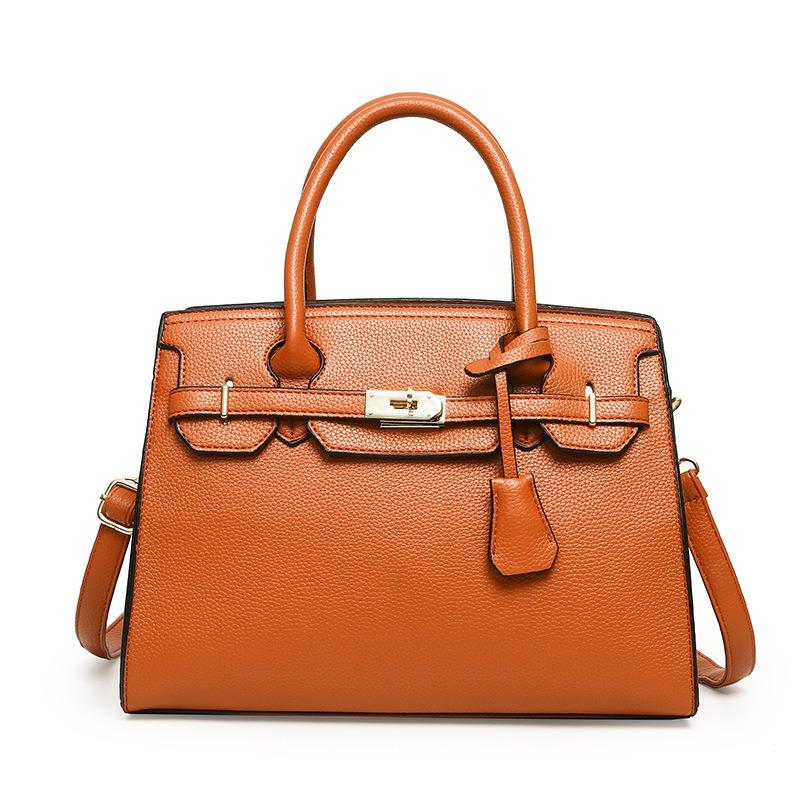 Bag women's early spring new simple solid color shoulder bag fashion temperament lychee pattern handbag