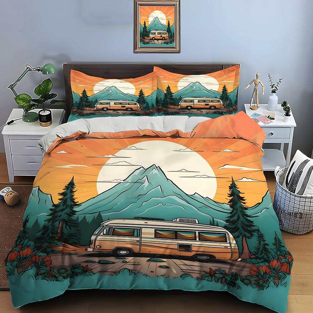 Outdoor camping enthusiasts Print Bedding Set Duvet Cover 1 Duvet Cover 2 Pillowcases Adult and Children Bedding Set Luxury Gift